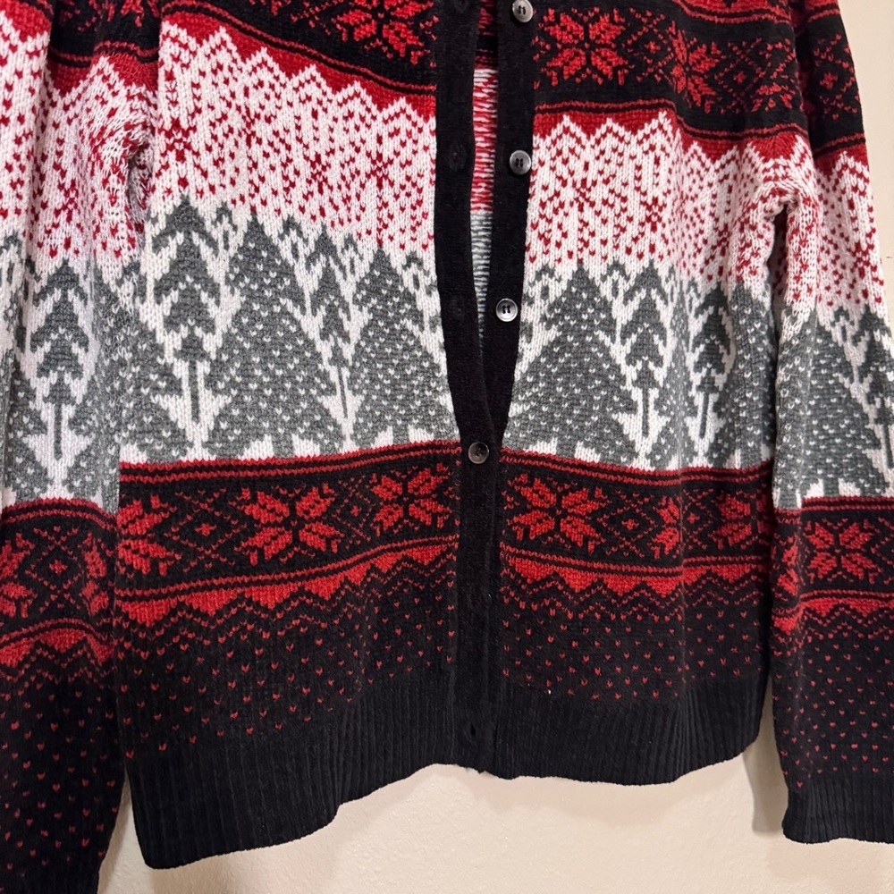 Classic Elements Black & Red Fair Isle Cardigan - Picture 2 of 6